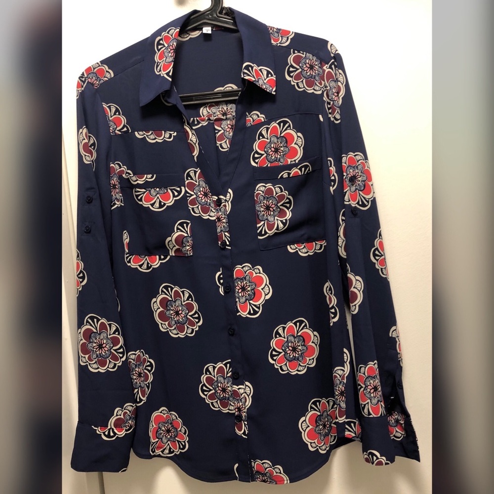 Navy floral Portofino shirt